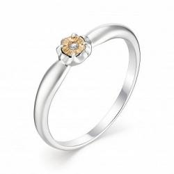 Серебряное кольцо Алькор с золотой накладкой и бриллиантом 01-1255/000Б-00 01-1255/000Б-00 фото
