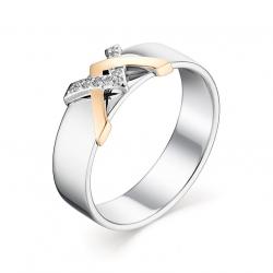 Серебряное кольцо Алькор с золотой накладкой и бриллиантом 01-0619/000Б-00 01-0619/000Б-00 фото