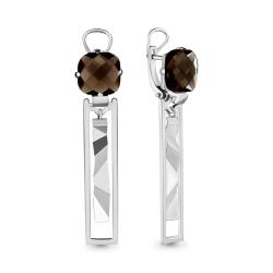 Серебряные серьги AQUAMARINE А4494401 с фианитом и кварцем А4494401 фото