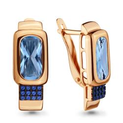 Серьги из золочёного серебра AQUAMARINE А4703592Б-п с топазом, гидротермальным сапфиром и миксом камней А4703592Б-п фото