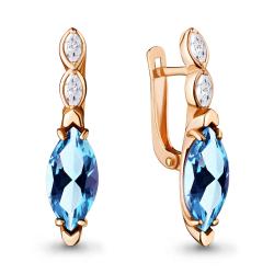 Серьги из золочёного серебра AQUAMARINE А4713192-п с топазом и фианитом А4713192-п фото