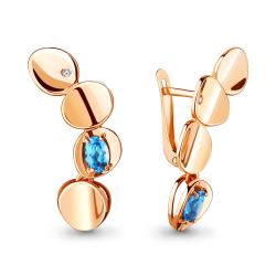 Серьги из золочёного серебра AQUAMARINE А4718105А-п с топазом и фианитом А4718105А-п фото