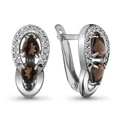 Серебряные серьги AQUAMARINE А4720901А с фианитом и кварцем А4720901А фото