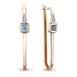 Серьги из золочёного серебра AQUAMARINE А4725305А-пк с топазом и фианитом А4725305А-пк фото