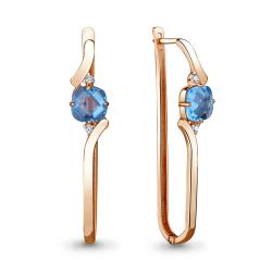 Серьги из золочёного серебра AQUAMARINE А4725592А-п с топазом и фианитом А4725592А-п фото