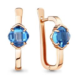 Серьги из золочёного серебра AQUAMARINE А4725692-п с топазом А4725692-п фото