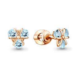 Серьги из золочёного серебра AQUAMARINE А4727302-п с топазом А4727302-п фото