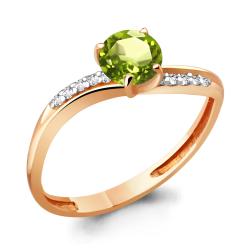 Кольцо из золочёного серебра AQUAMARINE А6511707А-п с фианитом и хризолитом А6511707А-п фото