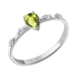 Серебряное кольцо AQUAMARINE А6778807А с фианитом и хризолитом А6778807А фото