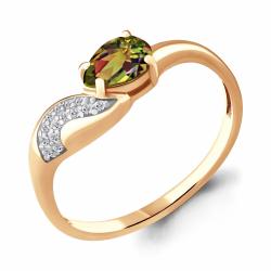 Кольцо из золочёного серебра AQUAMARINE А6904019А-п с фианитом и султанитом А6904019А-п фото