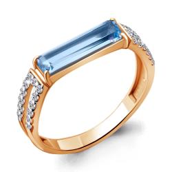 Кольцо из золочёного серебра AQUAMARINE А6930092А-п с топазом и фианитом А6930092А-п фото
