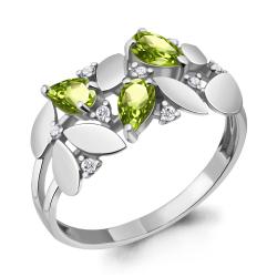 Серебряное кольцо AQUAMARINE А6934907А с фианитом и хризолитом А6934907А фото