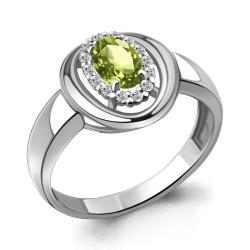 Серебряное кольцо AQUAMARINE А6955807А с фианитом и хризолитом А6955807А фото