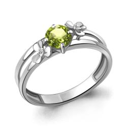 Серебряное кольцо AQUAMARINE А6956207А с фианитом и хризолитом А6956207А фото