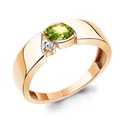 Кольцо из золочёного серебра AQUAMARINE А6965807А-п с фианитом и хризолитом А6965807А-п фото
