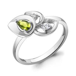 Серебряное кольцо AQUAMARINE А6975307А с фианитом и хризолитом А6975307А фото