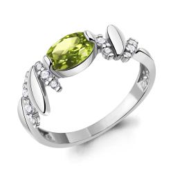 Серебряное кольцо AQUAMARINE А6978107А с фианитом и хризолитом А6978107А фото