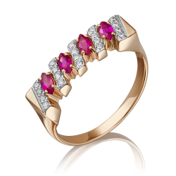 Золотое кольцо Platina 01-0571-00-107-1110-30 с бриллиантом и рубином 01-0571-00-107-1110-30 фото
