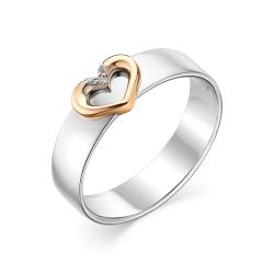 Серебряное кольцо Алькор с золотой накладкой и бриллиантом 01-0655/000Б-00 01-0655/000Б-00 фото