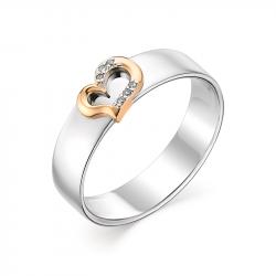 Серебряное кольцо АЛЬКОР с золотой накладкой и бриллиантом 01-0656/000Б-00 01-0656/000Б-00 фото