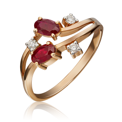 Золотое кольцо Platina 01-0668-00-107-1110-30 с бриллиантом и рубином 01-0668-00-107-1110-30 фото