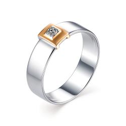 Серебряное кольцо Алькор с золотой накладкой и бриллиантом 01-1178/000Б-00 01-1178/000Б-00 фото