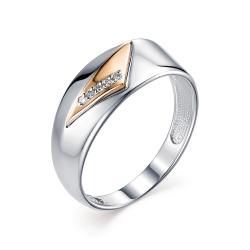 Серебряное кольцо АЛЬКОР с золотой накладкой и бриллиантом 01-1276/000Б-00 01-1276/000Б-00 фото