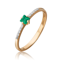 Золотое кольцо Platina 01-1460-00-106-1110-30 с бриллиантом и изумрудом 01-1460-00-106-1110-30 фото