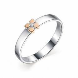 Серебряное кольцо Алькор с золотой накладкой и бриллиантом 01-1844/000Б-00 01-1844/000Б-00 фото