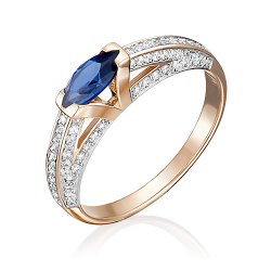 Золотое кольцо Platina 01-5106-00-105-1110-30 с бриллиантом и сапфиром 01-5106-00-105-1110-30 фото
