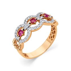 Золотое кольцо Мастер Бриллиант 01M1-108852-00-03 с бриллиантом и рубином 01M1-108852-00-03 фото