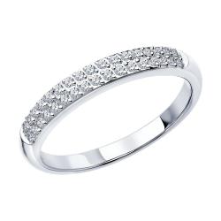 Обручальное кольцо из белого золота 2,5 мм SOKOLOV с бриллиантом 1010130 1010130 фото