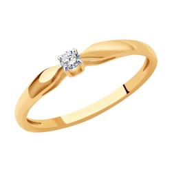 Золотое помолвочное кольцо SOKOLOV с бриллиантом 1011362 1011362 фото