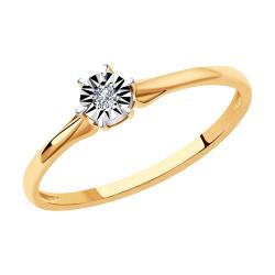 Золотое помолвочное кольцо SOKOLOV с бриллиантом 1011395 1011395 фото