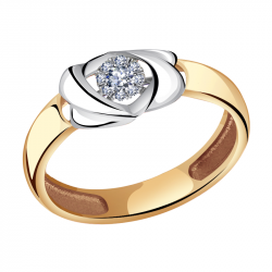 Золотое кольцо Александра 1011487сбк с бриллиантом 1011487сбк фото