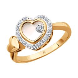 Золотое кольцо SOKOLOV с перламутром и подвижным бриллиантом 1011655 1011655 фото