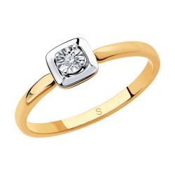 Золотое кольцо с алмазной гранью SOKOLOV с бриллиантом 1011682 1011682 фото
