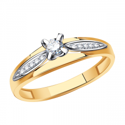 Золотое кольцо Александра 1011992сбк с бриллиантом 1011992сбк фото
