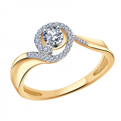 Золотое кольцо Александра 1012109ск с бриллиантом 1012109ск фото