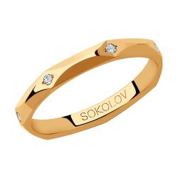 Золотое обручальное кольцо 2 мм SOKOLOV с фианитом 111001-01 111001-01 фото