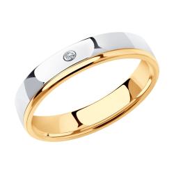 Золотое обручальное кольцо 4 мм SOKOLOV с бриллиантом 1110152 1110152 фото