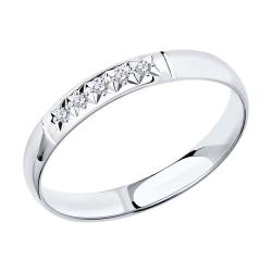 Обручальное кольцо из белого золота 3 мм SOKOLOV с бриллиантом 1110168-3 1110168-3 фото