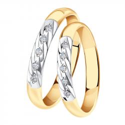 Золотое обручальное кольцо 3 мм SOKOLOV с бриллиантом 1110169 1110169 фото