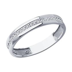 Обручальное кольцо из белого золота 3 мм SOKOLOV с бриллиантом 1110216-3 1110216-3 фото