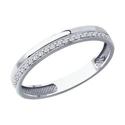 Обручальное кольцо из белого золота 3 мм SOKOLOV с бриллиантом 1110218-3 1110218-3 фото