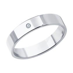 Обручальное кольцо из белого золота 4 мм SOKOLOV с бриллиантом 1110227-3 1110227-3 фото