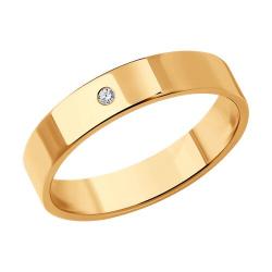 Золотое обручальное кольцо 4 мм SOKOLOV с бриллиантом 1110227 1110227 фото