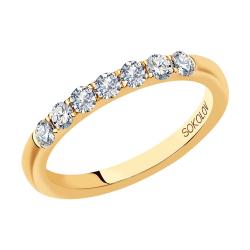 Золотое обручальное кольцо 2 мм SOKOLOV с фианитом 1111260-01 1111260-01 фото