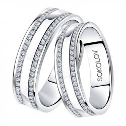 Обручальное кольцо из белого золота 5 мм SOKOLOV с фианитом 112060-01 112060-01 фото