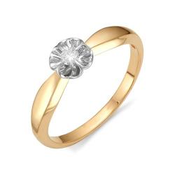 Золотое кольцо АЛЬКОР 11656-100 с бриллиантом 11656-100 фото